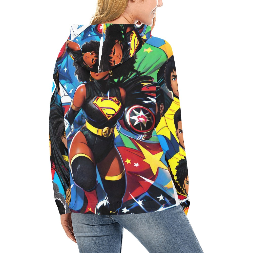 TEAM LOTTERY U.O.E WEAR X ANIME CROSSOVER ISSUE #1 Women's All Over Print Hoodie (Model H13)