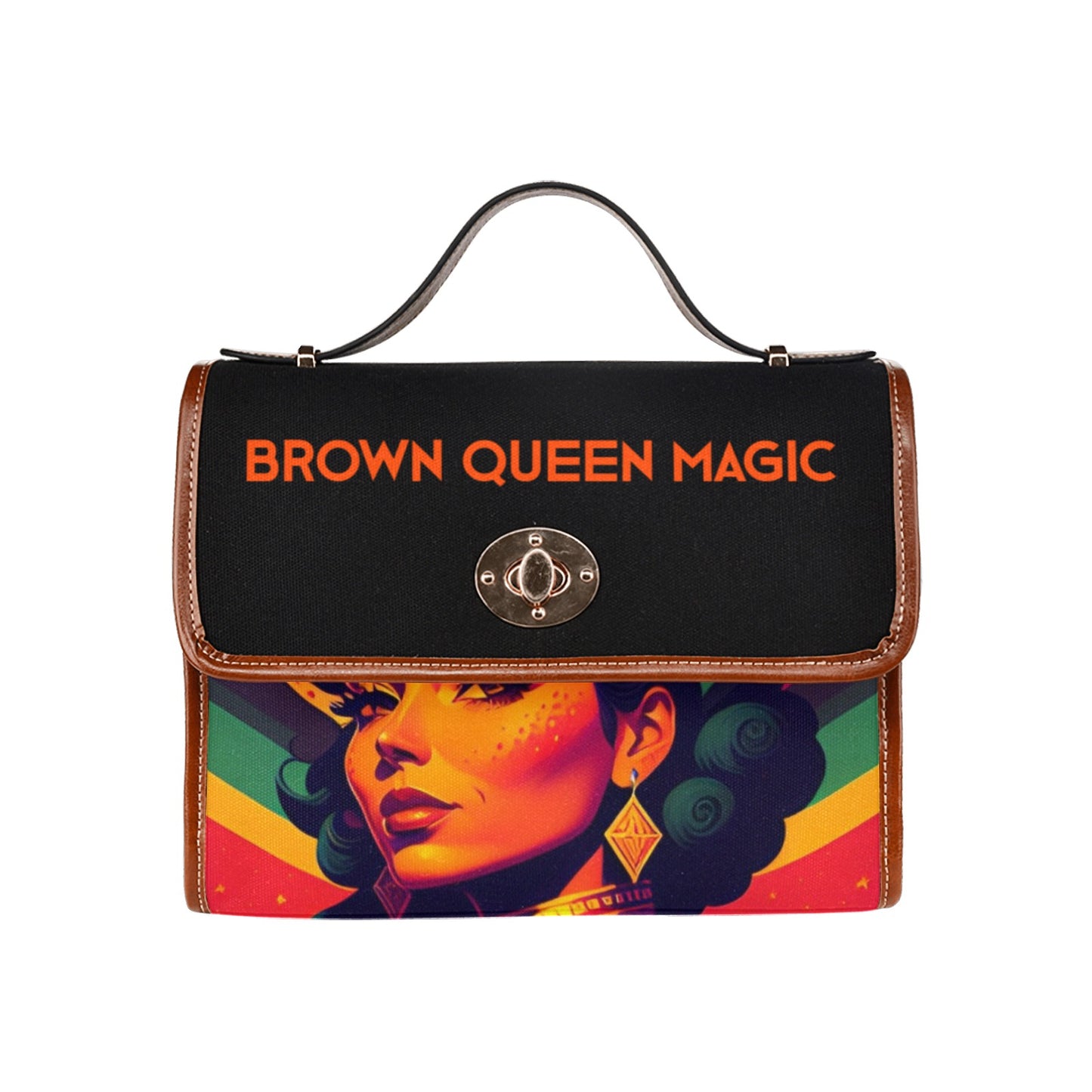 Brown Queen Magic Waterproof Canvas Bag-Brown (All Over Print) (1641)