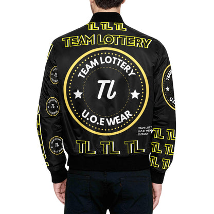 TEAM LOTTERY Men's All Over Print Quilted Bomber Jacket(Model H33)
