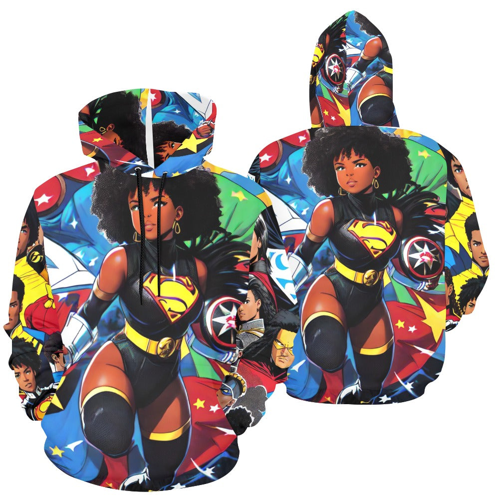 TEAM LOTTERY U.O.E WEAR X ANIME CROSSOVER ISSUE #1 Women's All Over Print Hoodie (Model H13)