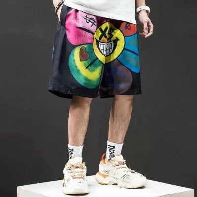 Street Hip Hop Fun Print Beach Shorts For Men