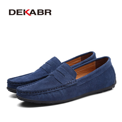 Moccasins Men Loafers High Quality Genuine Leather Shoes Men Flats Lightweight Driving Shoes - Plushlegacy
