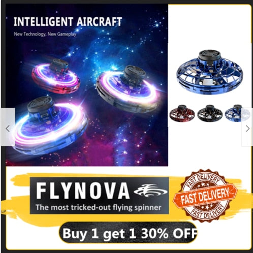 Flynova Athletic antistress hand mini flying toy Gyro rotator drone UFO led fidget finger spinner Rotary child christmas gift - Plushlegacy