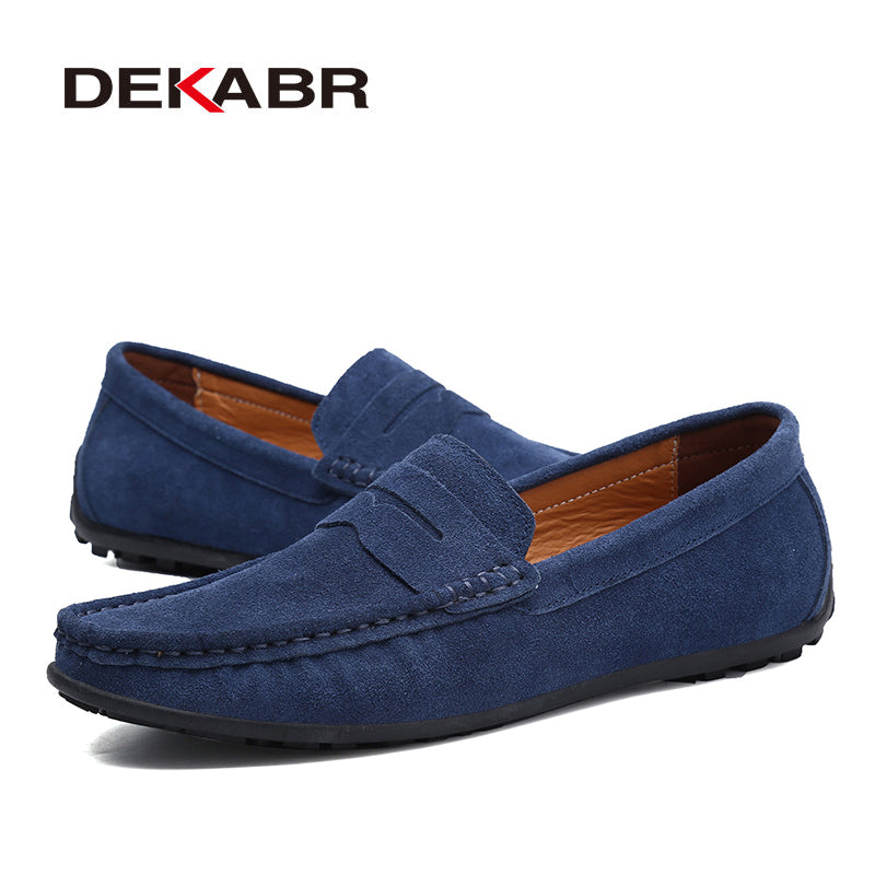 Moccasins Men Loafers High Quality Genuine Leather Shoes Men Flats Lightweight Driving Shoes - Plushlegacy