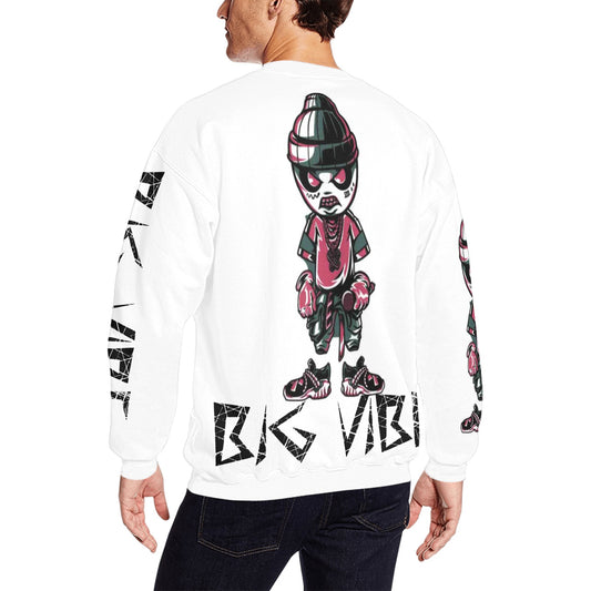 White and red Bigvibe x Team Lottery  Men's All Over Print Fuzzy Sweatshirt (Model H18) - Plushlegacy