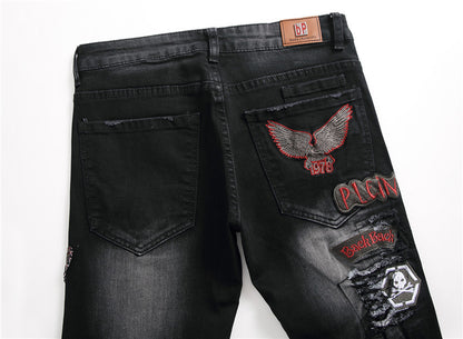 Embroidered Eagle  Men's  Jeans