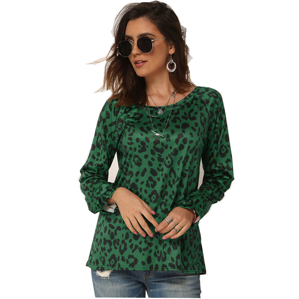 spring and summer hot sale new independent station explosion model long sleeve print be shoulder T-shirt European women's clothing - Plushlegacy