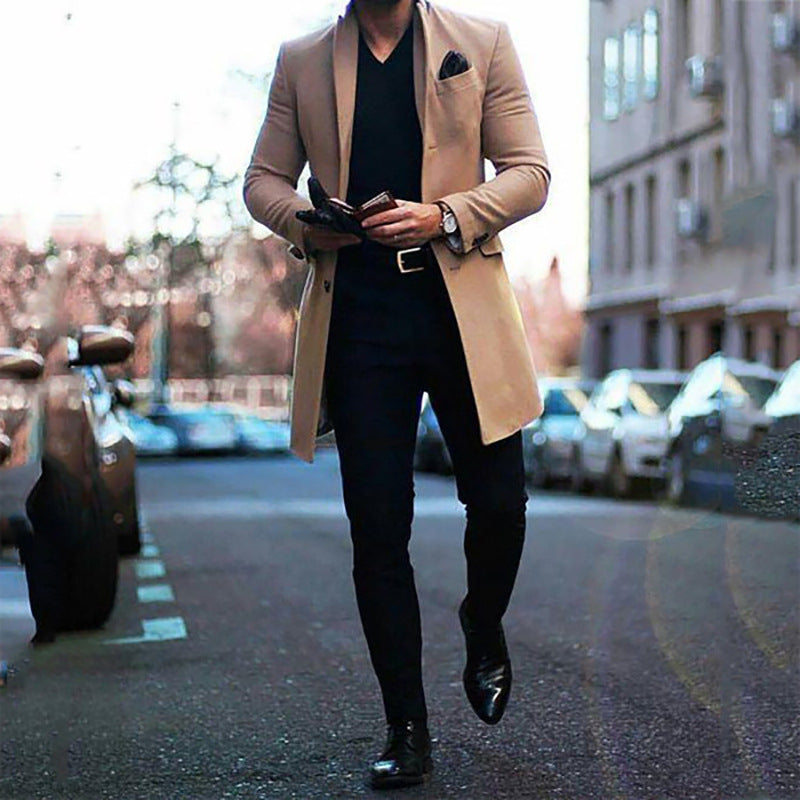 Men's mid-length double-sided woolen coat