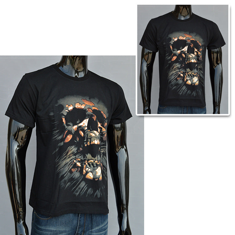 Men's t-shirt creative cotton t-shirt skull 3D printing men's clothing - Plushlegacy