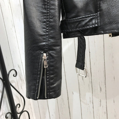 Long sleeve zipped leather jacket - Plushlegacy