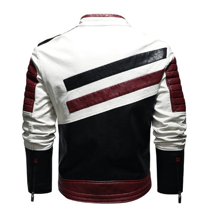 Large Size Men's PU Jacket Plus Fleece Thin Motorcycle Casual Jacket - Plushlegacy