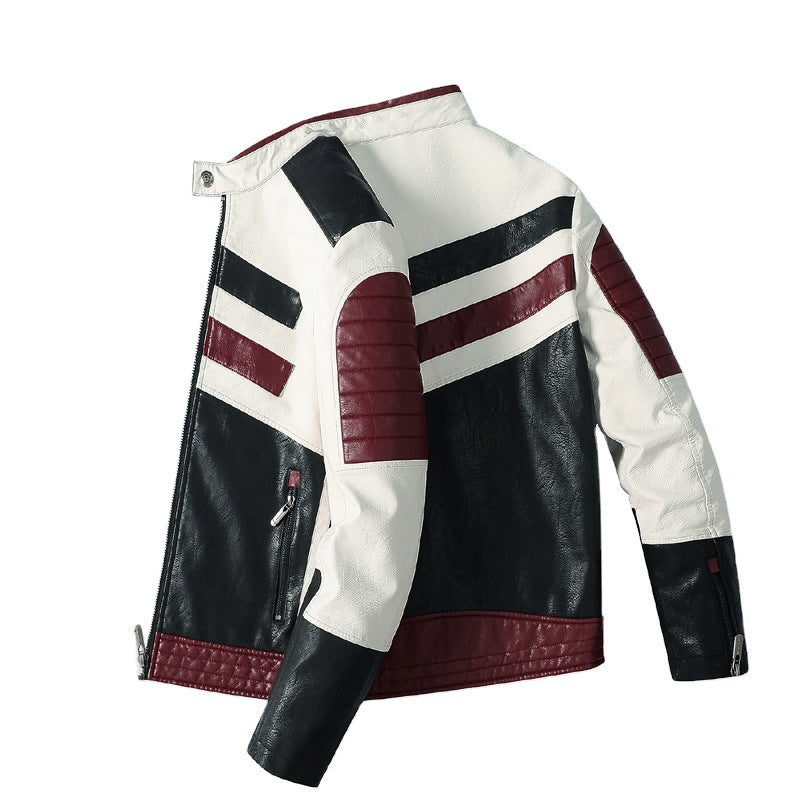 Large Size Men's PU Jacket Plus Fleece Thin Motorcycle Casual Jacket - Plushlegacy