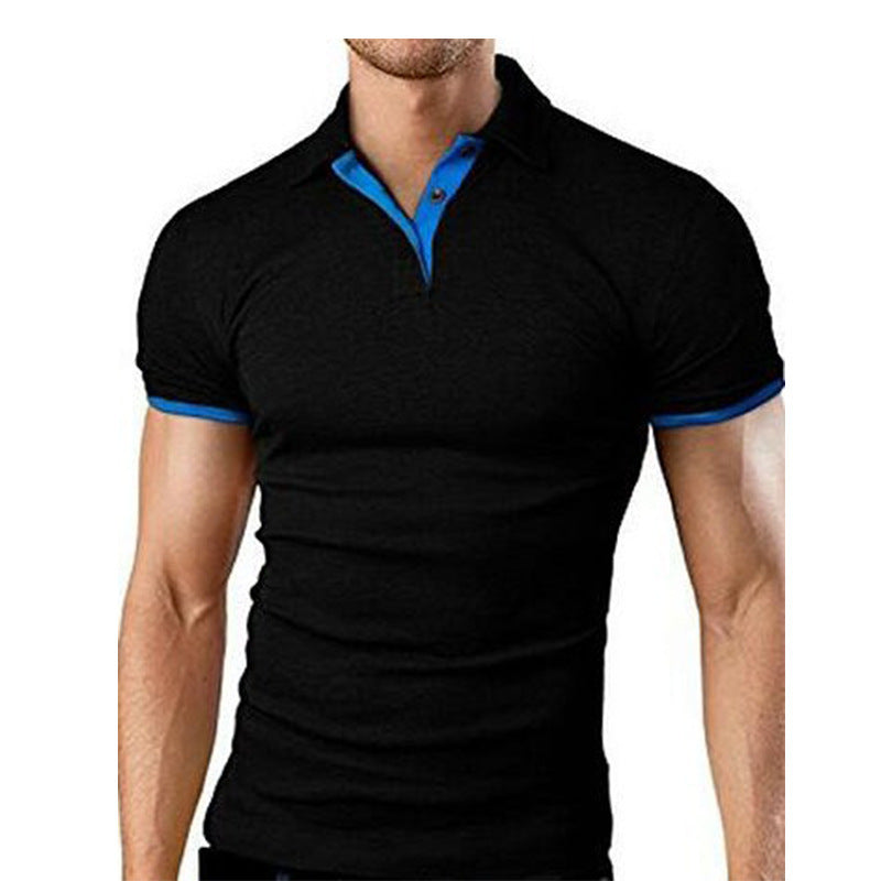 Men Tee Polo-Shirt Shorts-Sleeve Business Stritching MTP129 Men's Luxury Summer Covrlge