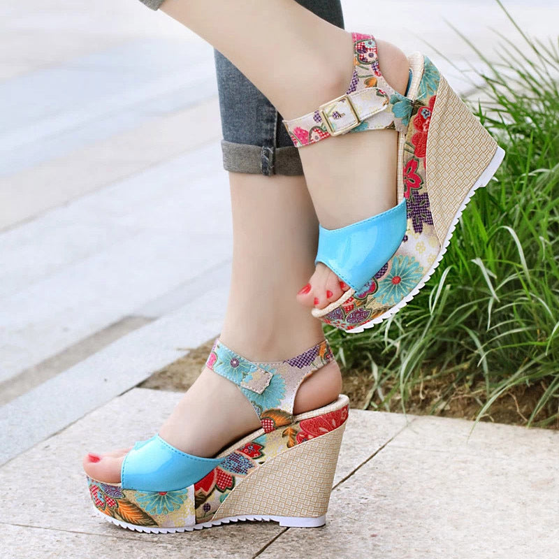 Floral high heel women sandals
