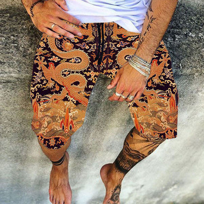 Men'S Spring And Summer New Shorts Skull Print Straight Beach Pants Men