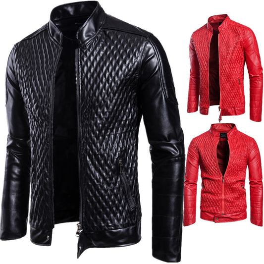 Long Sleeve Zipper Cardigan Jacket Leather Jacket Leather Coat