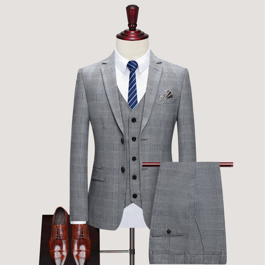 Thousands of birds in the English custom suit three sets of grooms married dress business casual suit banquet gentleman - Plushlegacy