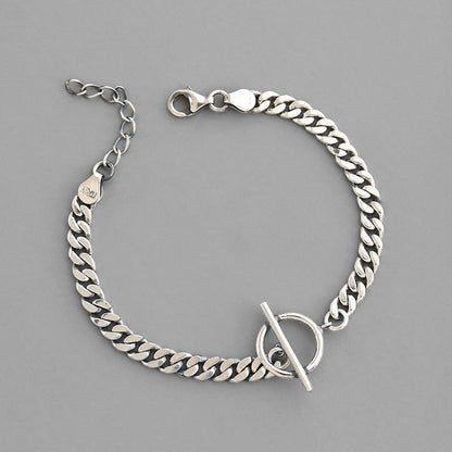 Casual Vintage Hollow Chain OT 925 Sterling Silver Bracelet