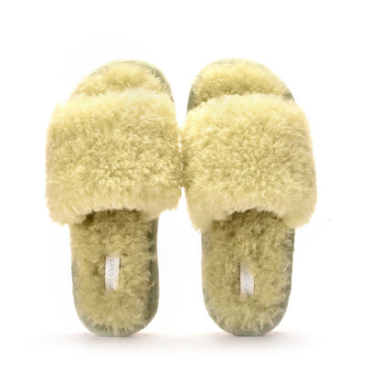 Cotton slip shoes winter fashion new home warm cotton shoes plush opening trap chaclor cute hairy slippers wholesale - Plushlegacy