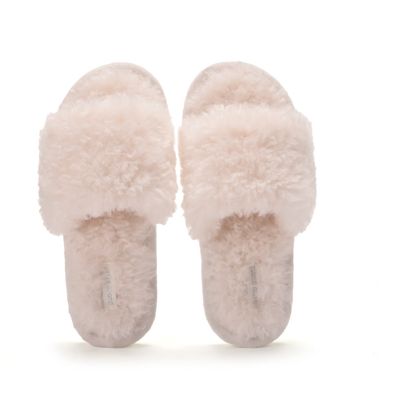 Cotton slip shoes winter fashion new home warm cotton shoes plush opening trap chaclor cute hairy slippers wholesale - Plushlegacy