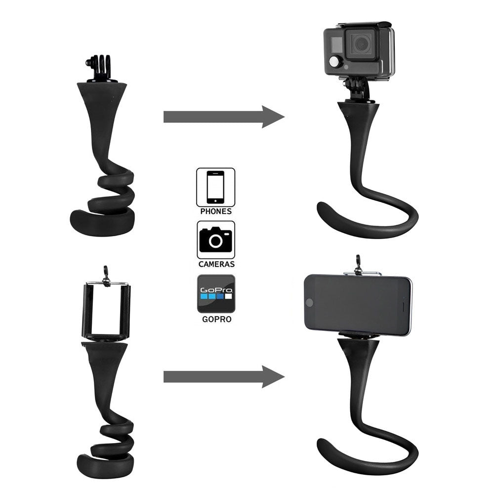 Flexible selfie stick monopod wireless Bluetooth tripod monkey holder for GoPro iPhone camera phone car bicycle universal - Plushlegacy