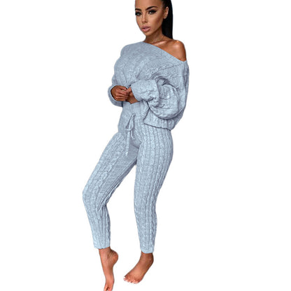 Women's Knitted Two Piece Tracksuit