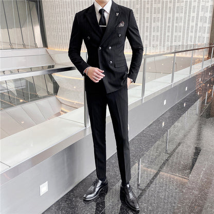 Men's  slim striped suit set - Plushlegacy