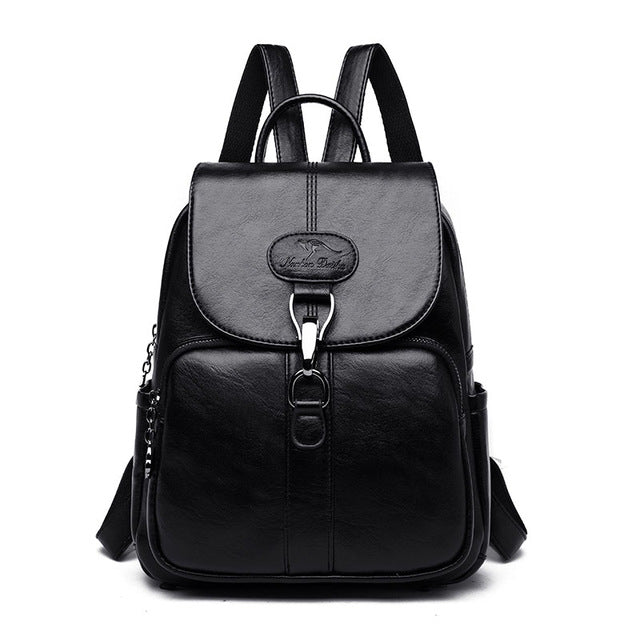 Multifunction Women Leather Backpack For Lady School Bag Shoulder Sac A Dos Travel Back pack Rucksacks - Plushlegacy