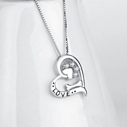 Sterling Silver Love My Dog Pendant Necklace