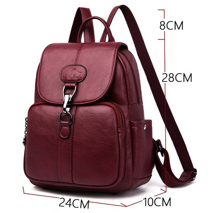 Multifunction Women Leather Backpack For Lady School Bag Shoulder Sac A Dos Travel Back pack Rucksacks - Plushlegacy