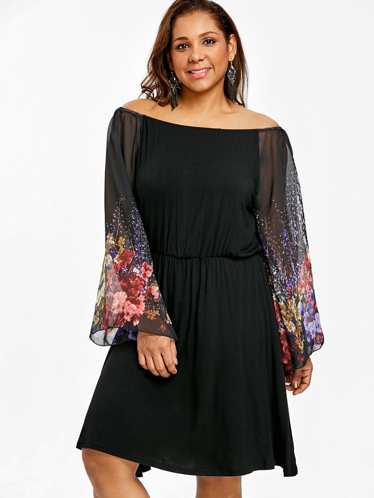 Plus Size Flower Printed Party Dress - Plushlegacy