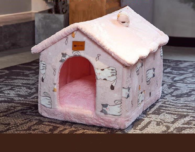 Foldable Dog House Pet Cat Bed Winter Dog Villa Sleep Kennel Removable Nest Warm Enclosed Cave Sofa Pet Supply - Plushlegacy