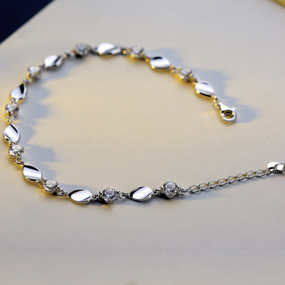 Diamond-encrusted 925 sterling silver bracelet