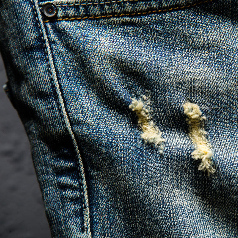 Summer Fashion Brand Design Blue Men Streetwear Ripped Bermuda Jeans Short - Plushlegacy