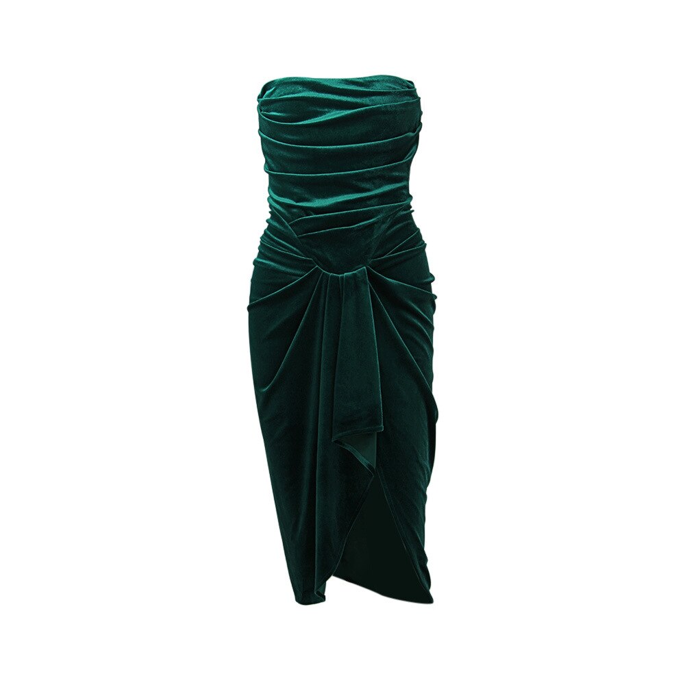 Green Bandage   Dress For Women Backless Strapless Midi Summer Dress - Plushlegacy