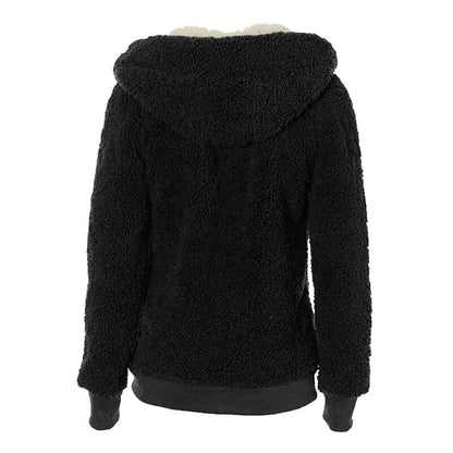 Winter Fleece Sweater Fluffy Thick Hooded Warm Zipper Cardigan Women Winter Coat Sherpa Tops Cardigan Sweaters - Plushlegacy