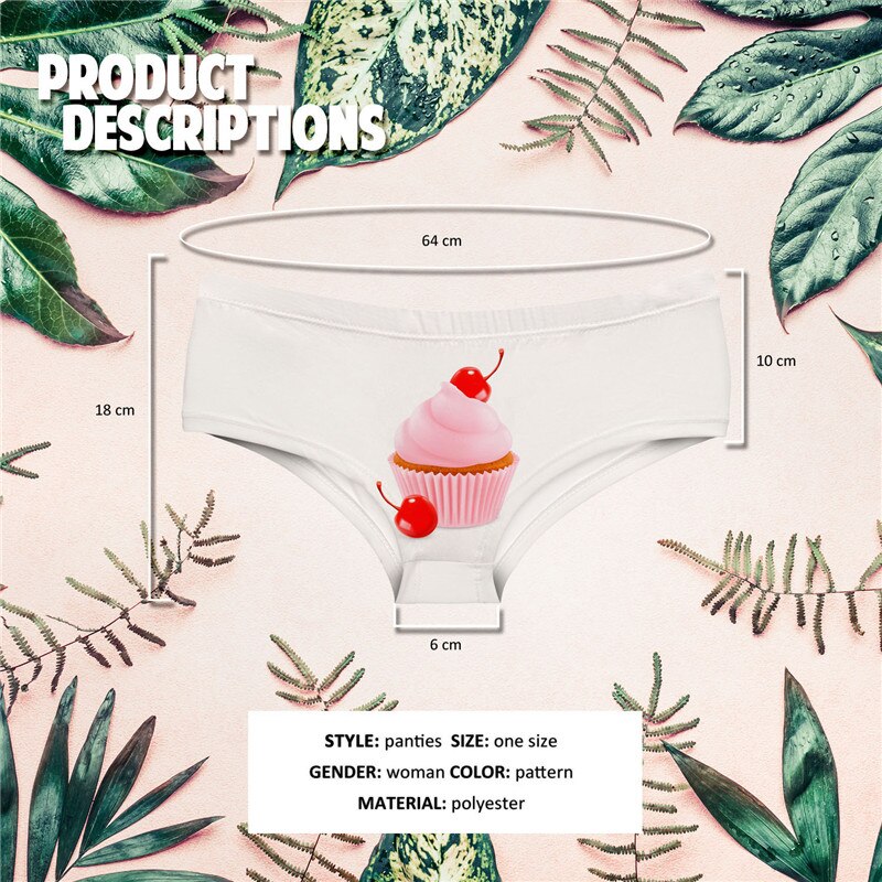 DeanFire Super Soft 3D Panties Underwear MUFFIN CHERRY Print Kawaii Push Up  Briefs lingerie thong for female - Plushlegacy