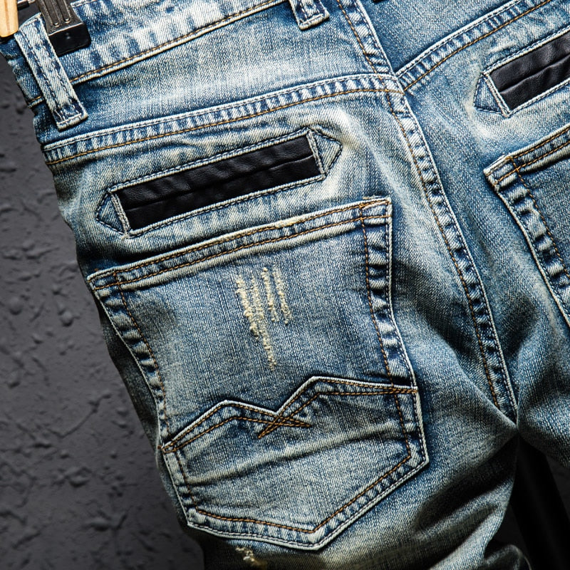 Summer Fashion Brand Design Blue Men Streetwear Ripped Bermuda Jeans Short - Plushlegacy