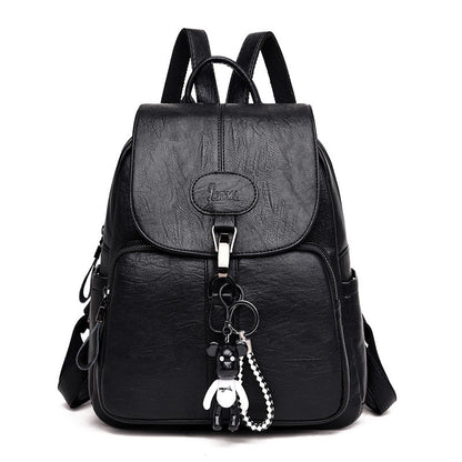 Black Soft Backpack Female Pu Leather Vintage Ladies Backpack Women Youth Bagpack for Teenage Girl Brown - Plushlegacy
