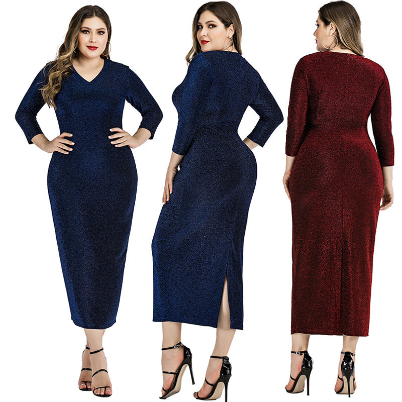 Plus size women's sequin dress - Plushlegacy
