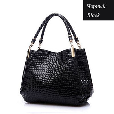 Women Leather Handbags  Luxury Ladies Hand Bags Purse Fashion Shoulder Bags Bolsa Sac Crocodile - Plushlegacy