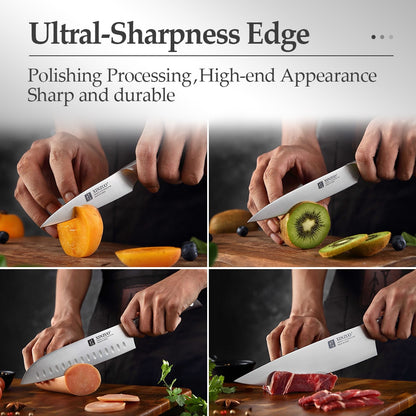 XINZUO Kitchen Tools 6 PCS Kitchen Knife Set of Utility Cleaver Chef Bread Knife High Carbon German Stainless Steel Knives sets - Plushlegacy