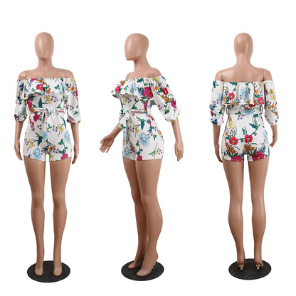 Flower Printed Casual Short Jumpsuit Summer Party Playsuit - Plushlegacy