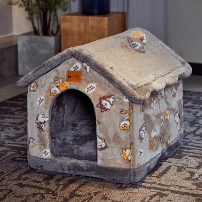 Foldable Dog House Pet Cat Bed Winter Dog Villa Sleep Kennel Removable Nest Warm Enclosed Cave Sofa Pet Supply - Plushlegacy