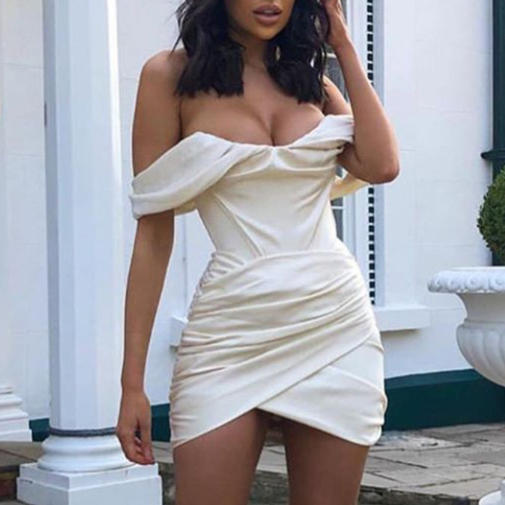 High Quality Bodycon Satin Dress Pink Women Party Dress Mini 2021 New Double Layer Summer Dress Celebrity Evening Club Dress - Plushlegacy
