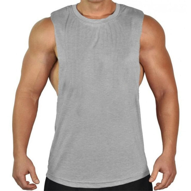 Sleeveless shirt Muscle Cut Workout Shirt Bodybuilding Tank Top Man Fitness Clothing cotton open sides vest - Plushlegacy