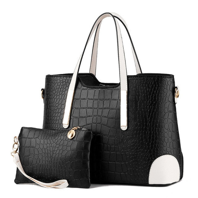 Women Bag Vintage Messenger Bags Shoulder Handbag Women Top-Handle Crocodile Pattern Composite Bag - Plushlegacy