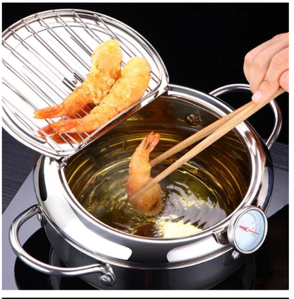 Household stainless steel tempura fryer with filter controlled temperature small fryer small mini fryer - Plushlegacy