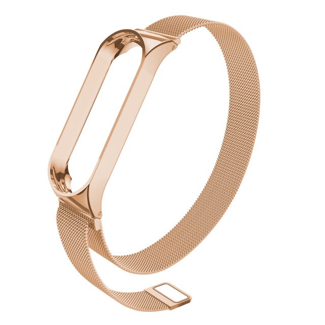 For Xiaomi Band 3 4 Lannis Strap With Millet Metal Frame Magnetic Adsorption Loop Stainless Steel Wristband Bracelet - Plushlegacy