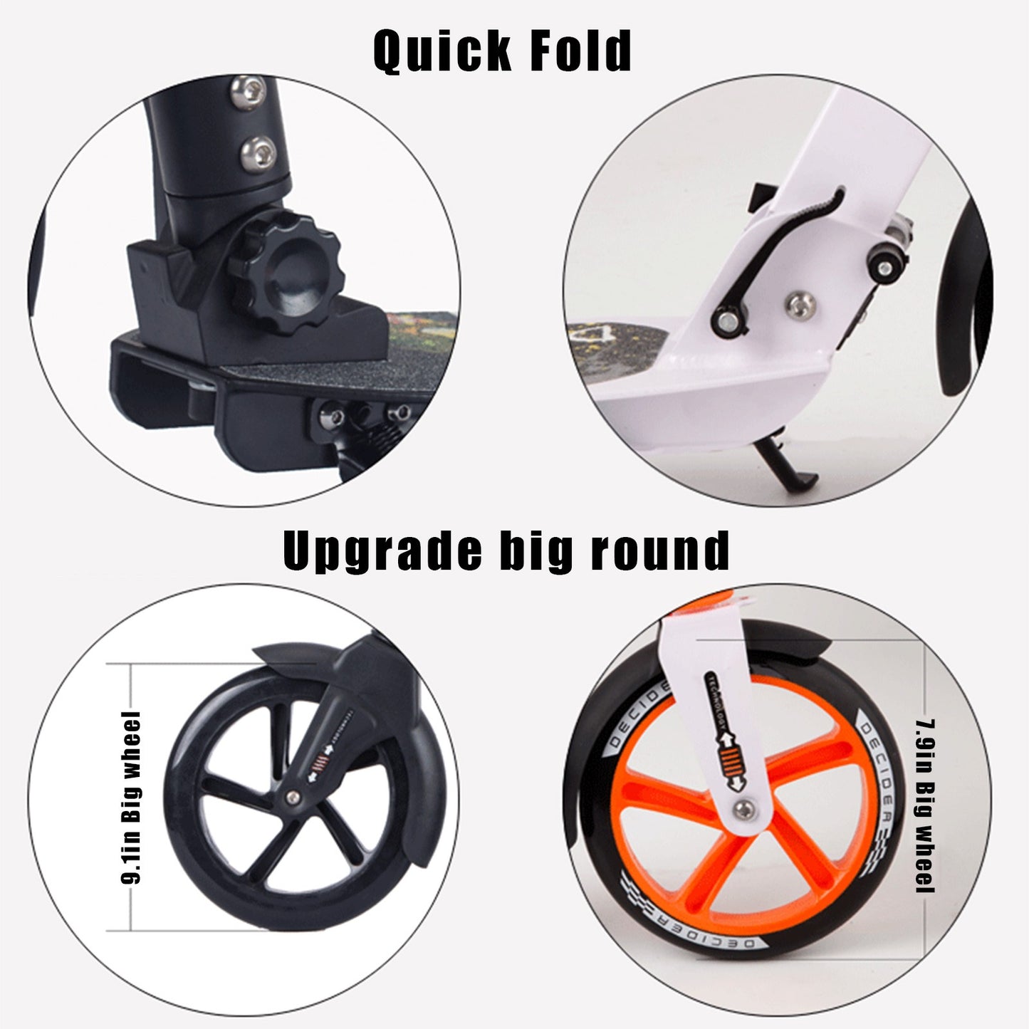 Youth Adult Scooter Pedal Push Scooter Large 20cm Wheel Foldable Adjustment